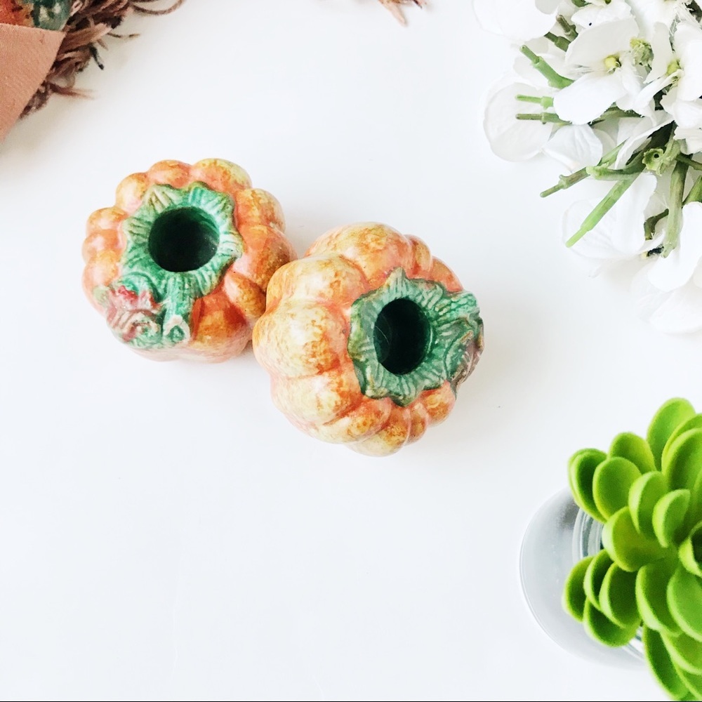 3/$20 Ceramic Halloween Pumpkin candle holders